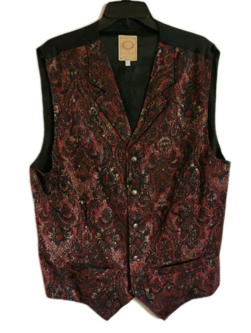 VTG WAH Maker Arizona True West Outfitters Vest Waistcoat Paisley Western Saloon